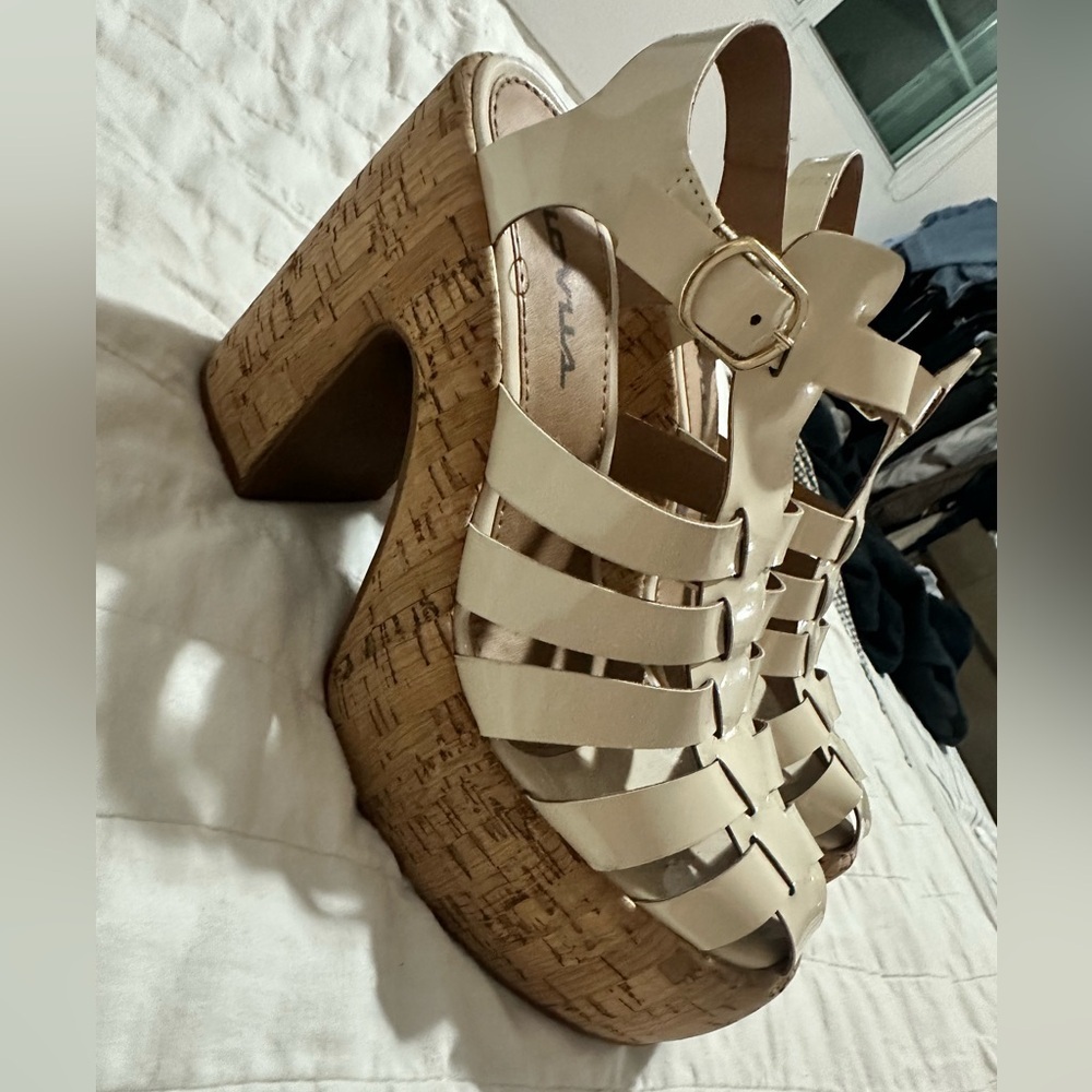 Elegant Cream Wedge Sandals